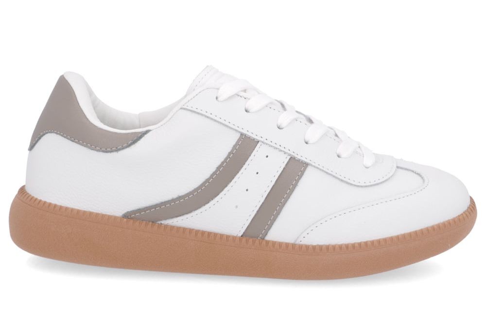 TENIS EM COURO BRANCO/TAUPE