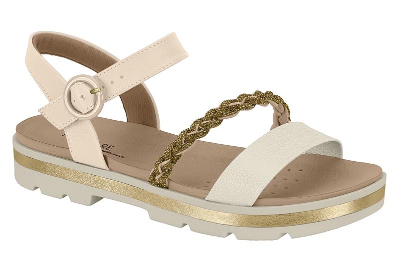 SANDALIA FEM. DE USO COMUM/BCO OFF/CREME
