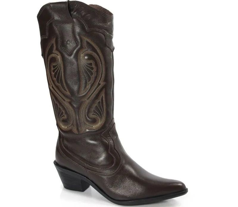 WES008 BOTA BORDADO WESTERN COURO C