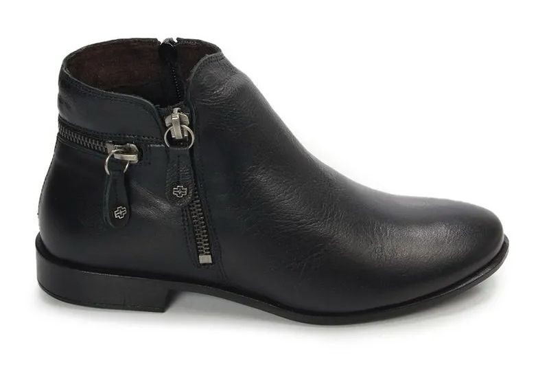 LUN002 BOTA C/ ZIPER LUNA COURO MAR