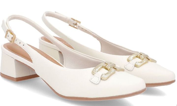 SLINGBACK EM COURO MARFIM