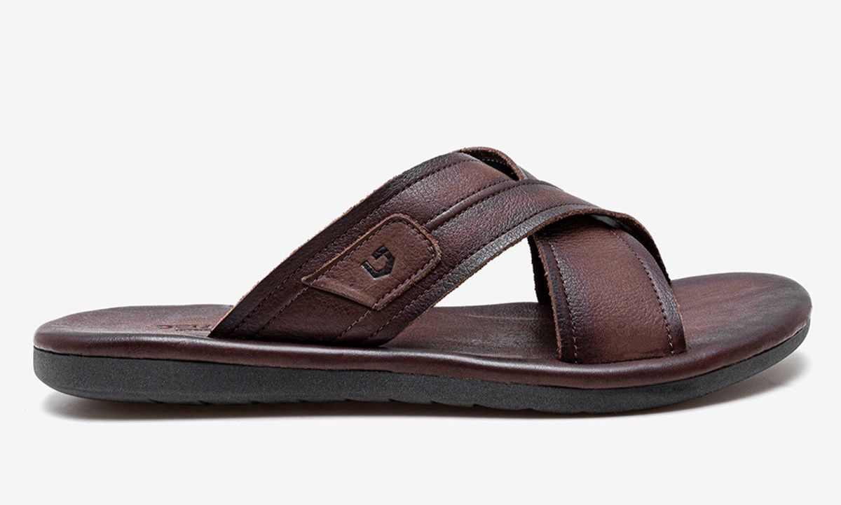 CHINELO MASC CAFE, COURO BOVINO , S