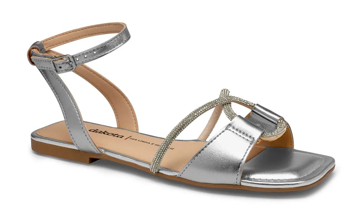 SANDALIA DAKOTA RIVES METAL PRATA 2