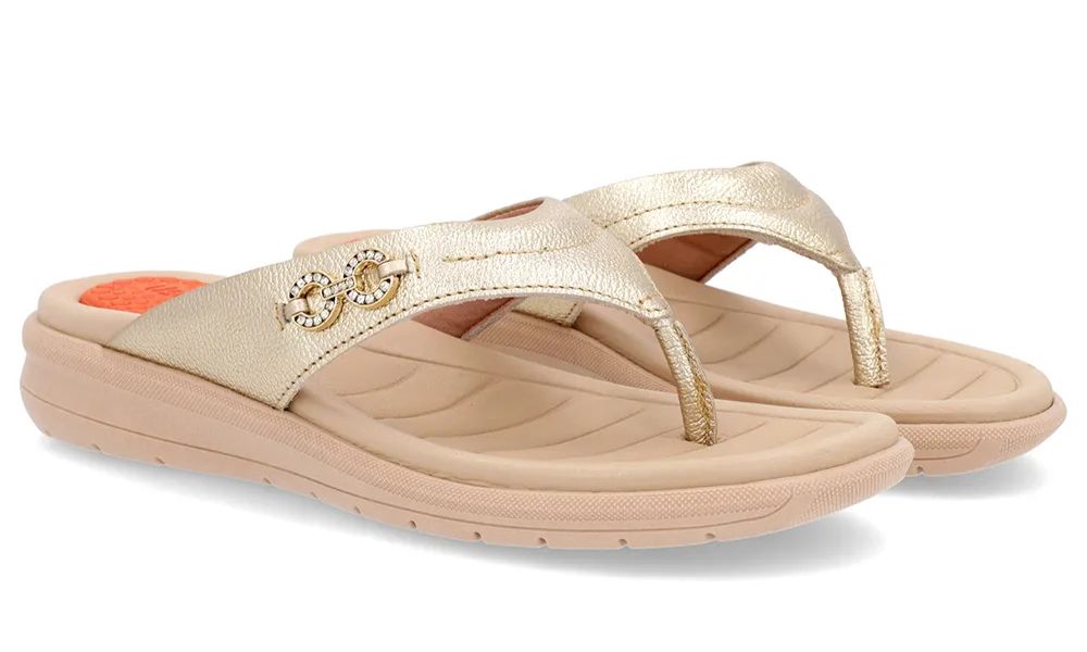 CHINELO EM COURO OURO LIGHT
