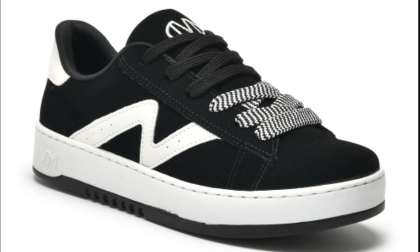 TENIS 069-007-01 EM SINTE PRETO/BRANCO