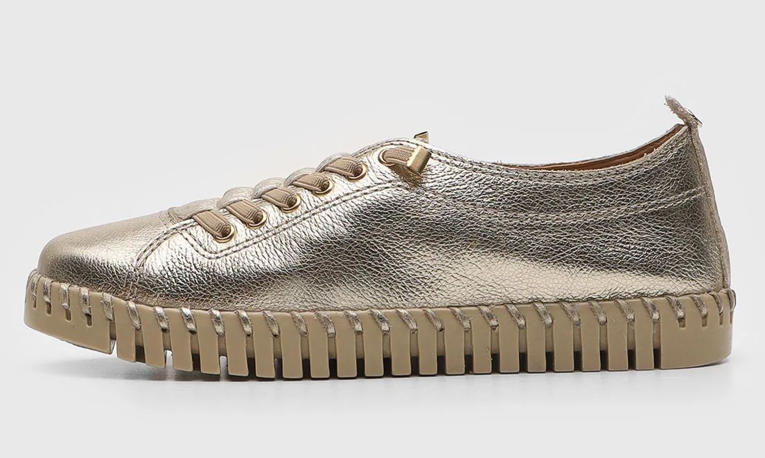 374102 TENIS COURO METALIZADO ROMA DOURA