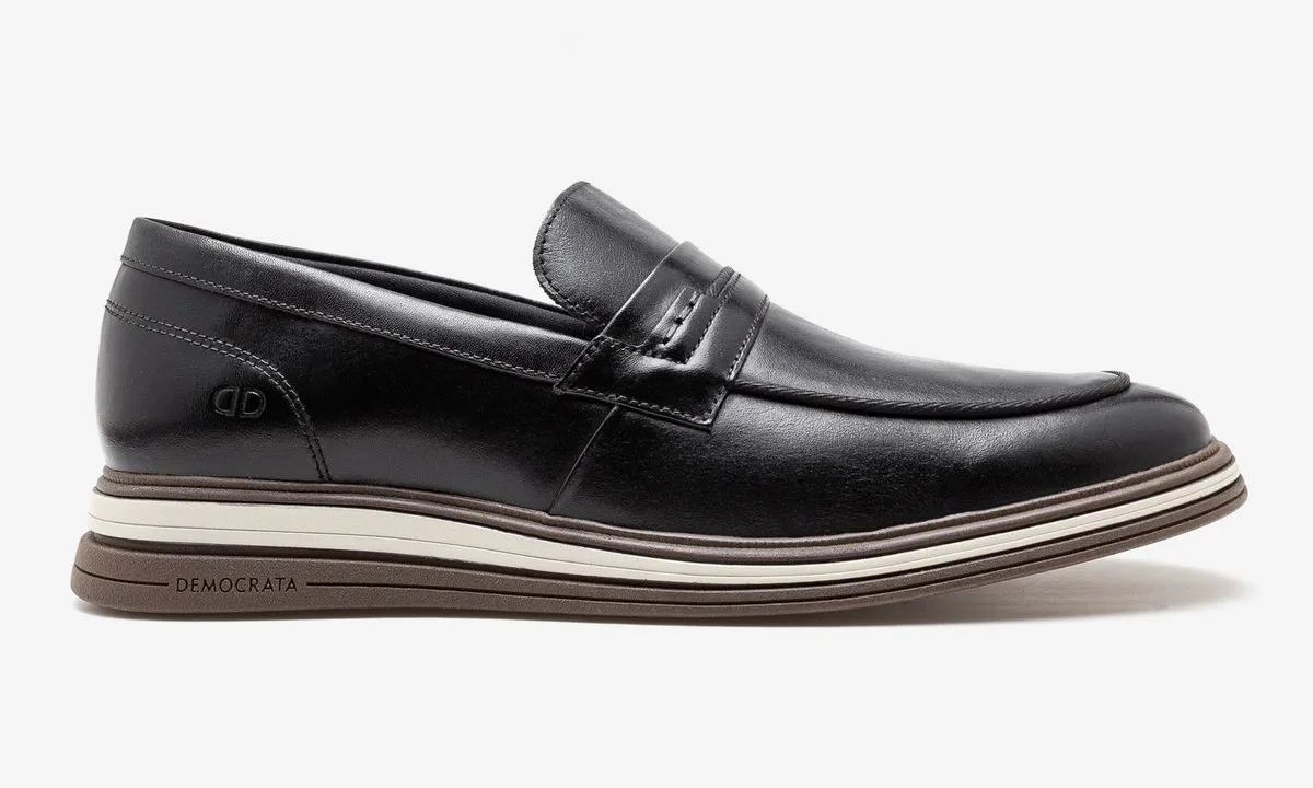 SAPATOS MASC PRETO, COURO BOVINO , SOLAD
