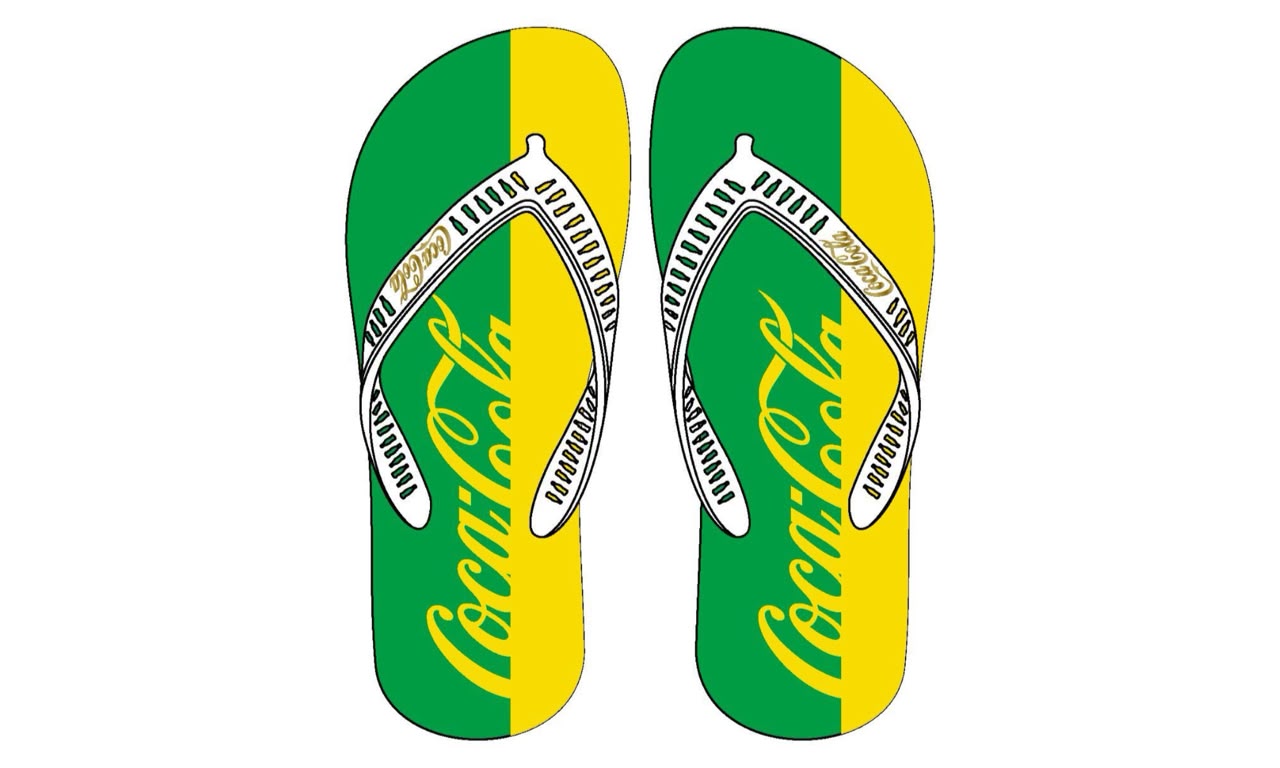 CHINELO COCA COLA FLAGS BRANCO/VERDE/BRA