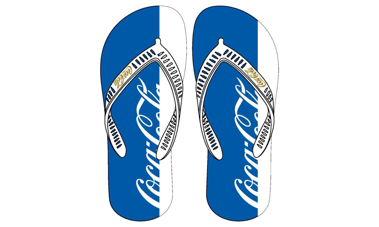 CHINELO COCA COLA FLAGS BRANCO/AZUL/BRAN
